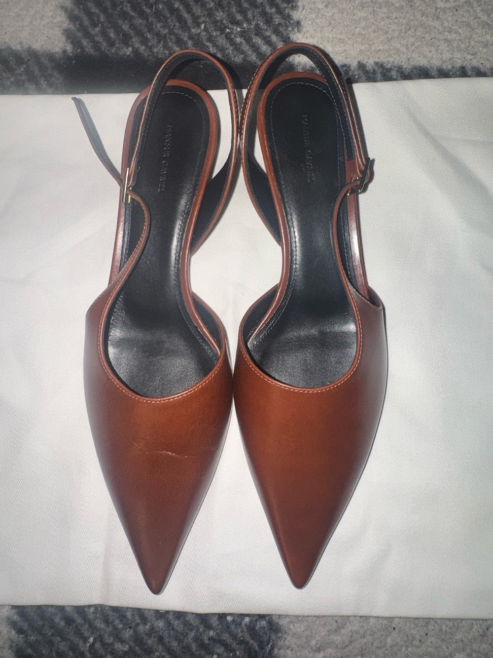 Classic Pointed-Toe Slingback Pumps in Brown